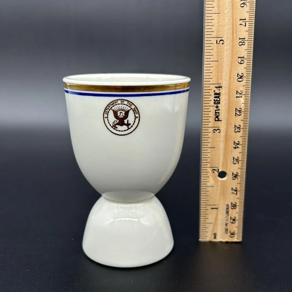 Vintage Set Of 4 Ceramic United States Navy  Double Egg Cups